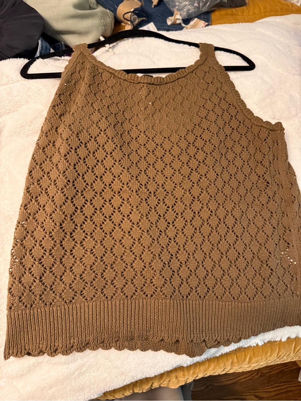 LOFT Brown Crochet-Style Button Cardigan - Picture 3 of 4